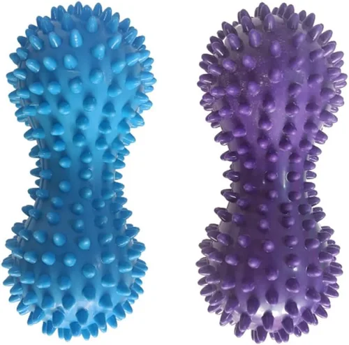 Paquete de 2 bolas de masaje de maní, bolas de lacrosse dobles puntiagudas, punto de activación para reflexología del estrés, terapia muscular del