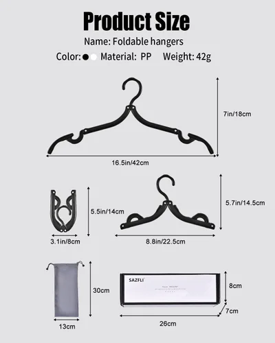 Miniatura 2 de Paquete de 10 perchas plegables de viaje con caja de regalo, ABS grueso y remaches de aluminio, diseño antideslizante para ropa delicada, compactas