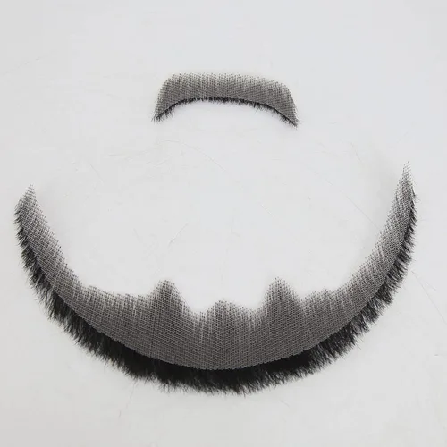 Miniatura 5 de Extensión de barba facial de cabello humano, bigote negro, disfraz de barba falsa para adultos y hombres, maquillaje realista de encaje, barbas