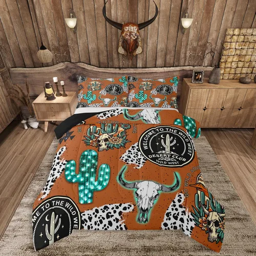 Miniatura 13 de Feelyou Juego de ropa de cama de vaca de las Highland para niños, edredón de ganado con girasol para niñas, adolescentes, juego de edredón