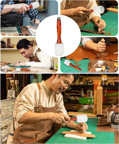Miniatura 7 de Martillo de tallado de cuero de 8 pulgadas, martillo de nailon con mango de madera, mazo de tallado para manualidades, estampado y costura