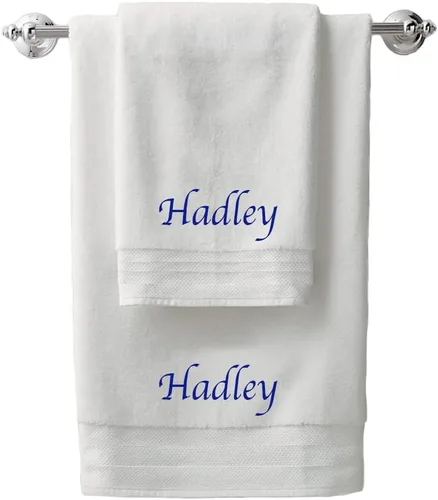 Miniatura 6 de Toallas de baño y manos bordadas personalizadas con monogramas, 100% algodón. Regalos personalizados para él y ella. El juego de toallas de baño