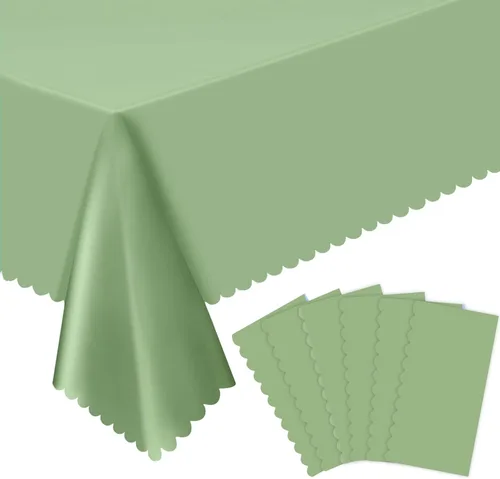 Miniatura 20 de 3 Pack Plastic Black Tablecloth, 54 X 108Inch Disposable Scalloped Dessert Table Coth for Rectangle Tables Waterproof Outdoor Table Cover for BBQ