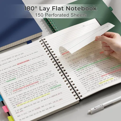 Miniatura 2 de AHGXG Cuaderno espiral rayado para universidad - Cuaderno espiral perforado A4 de 8.5" x 11", 300 páginas con páginas perforadas fáciles de rasgar