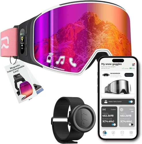 Multifunctional Smart Wireless Ski Goggles with Walkie-Talkie, Anti-Fog Zeiss Lens, Music & Call Function - G03 Rosa cilíndrico