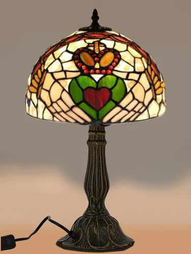 Miniatura 16 de KY&BOSAM Lámpara de Mesa Celta Irlandesa Tiffany Estilo Trébol Lámpara de Escritorio Luz Nocturna de Vidrio Emplomado 14 Pulgadas de Alto 8 Pulgadas