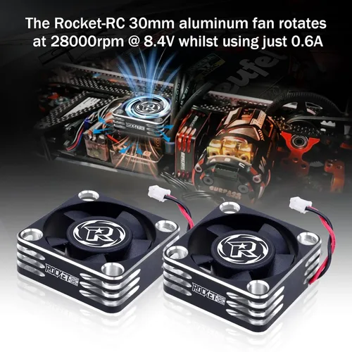 Miniatura 2 de Surpass Hobby Ventilador de refrigeración RC de 30 mm Disipación de calor 28000RPM Ventilador de refrigeración ESC para auto RC Turbo Esc A3 de 1/8