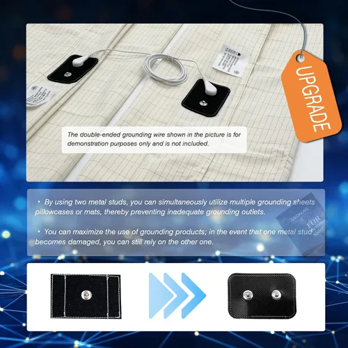 Miniatura 2 de Funda de Almohada con Conexión a Tierra Queen Conductiva, Fundas de Almohada con Conexión a Tierra de Algodón Orgánico, Sábanas con Conexión a