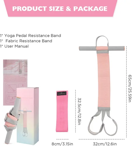 Miniatura 8 de Banda de resistencia de fitness con asas y pedal antideslizante, bandas de ejercicio de tela de 150 libras, juegos de iniciación de yoga, cuerda