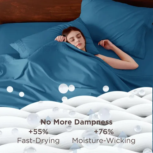 Miniatura 3 de Bedsure - Juego de sábanas queen para dormitorio, extrasuaves y transpirables con fundas de almohada, 4 piezas, esquinas profundas para colchones