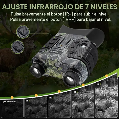 Miniatura 6 de Gafas de visión nocturna, prismáticos de visión nocturna 4K para adultos, 36 MP, rango de 1300 pies, zoom digital 8X, linterna y brújula, batería