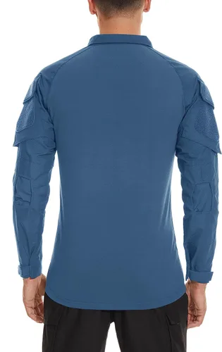 Miniatura 52 de TACVASEN Camisa táctica de manga larga para hombre, con cremallera de 1/4, con bolsillos, para paintball, militar, Airsoft, transpirable