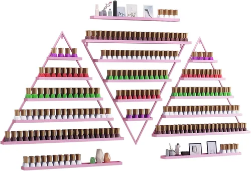 Miniatura 8 de Estante de exhibición de esmalte de uñas de metal, caja de almacenamiento de esmalte de uñas de 5 capas, estante de exhibición de cosméticos, Oro