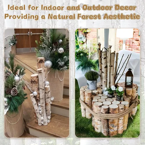 Miniatura 3 de Paquete de 12 troncos de abedul para decoración de chimenea, ramas de madera de abedul decorativas naturales