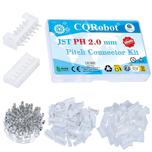 Miniatura 43 de CQRobot JST EL 4.5 mm de paso 2 pines conector electrónico IC macho, enchufes hembra carcasa y kit de terminales de crimpado en T macho/hembra. 50