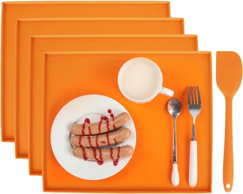 4 hojas deshidratadoras de silicona, alfombrillas deshidratadoras compatibles con bordes, bandejas deshidratadoras antiadherentes con raspador de