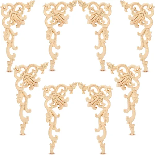 Yulejo 8 apliques de madera onlays decorativos de madera, apliques de madera para bricolaje, apliques de madera y onlays para muebles, apliques de