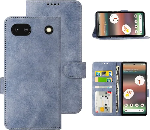 Miniatura 23 de Funda tipo cartera con tapa para Google Pixel 6a, [piel sintética + parachoques de TPU] [3 ranuras para tarjetas] [función de soporte]