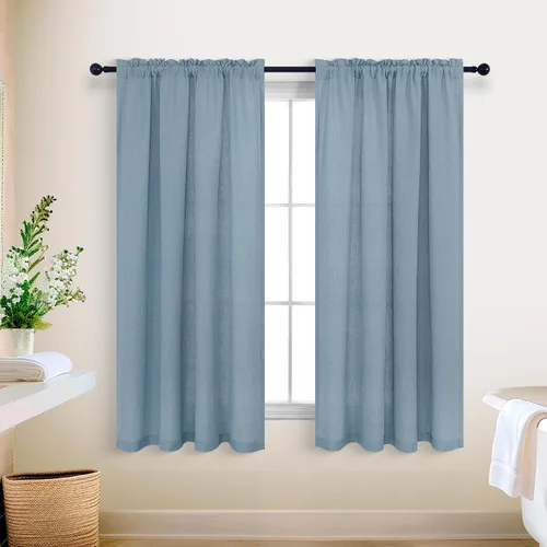 Miniatura 156 de KOUFALL Juego de 2 cortinas de puerta francesa, cortinas de lino para puerta/ventana, cortina transparente boho para cristal lateral delantero