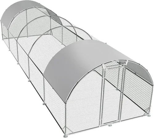 Miniatura 12 de TOLEAD Gallinero de metal grande mejorado con malla de alambre de tres soportes, corral de pollo, con cubierta resistente al agua y anti-UV, casa