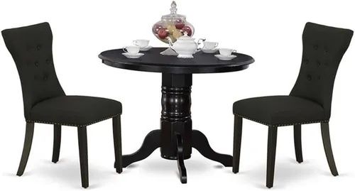 Miniatura 18 de East West Furniture SHGA5-BLK-24 - Juego de comedor de 5 piezas para 4 personas, incluye una mesa de cocina redonda con pedestal y 4 sillas Parson