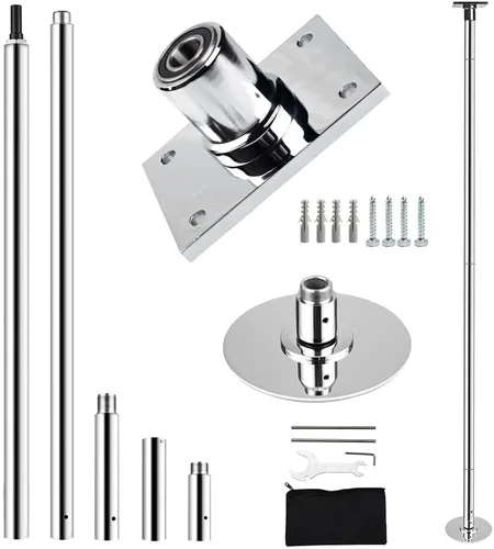 Miniatura 10 de Tubo de baile ajustable en altura permanente con placa fija para mayor seguridad y estabilidad para baile en casa