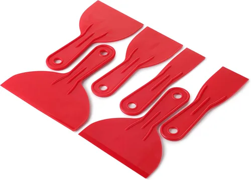 Miniatura 7 de Bates - Juego de 6 cuchillos de masilla de plástico, raspador de pintura, herramienta de spackle y esparcidor Rojo