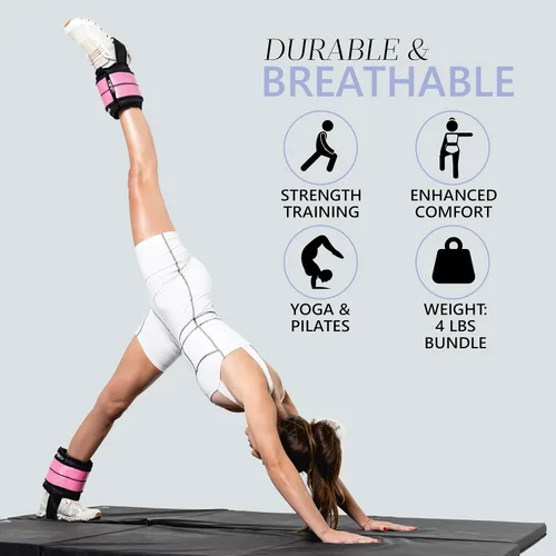 Miniatura 3 de Ankle & Wrist Weights – 8/16/20/30 lbs Pair (4–15lbs - Each) Dual Adjustable Secure Strap System Patented Design Ideal for Home Workouts
