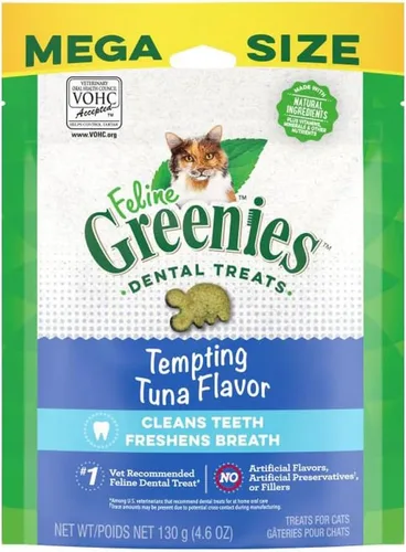 Miniatura 16 de Greenies Golosinas dentales naturales para gatos adultos recomendadas por veterinarios felinos, tentador sabor a atún, tubo de 9.75 oz