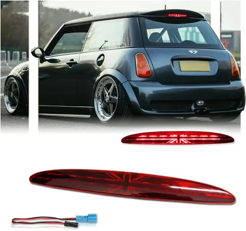 3ª luz de freno LED de lente roja para MINI Cooper R50 R53 2002-2006 1ª generación, [bandera de Union Jack Reino Unido] 8 luces LED de freno de Rojo