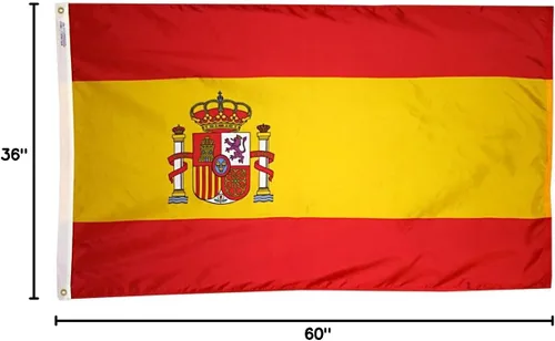 Miniatura 4 de Annin Flagmakers Bandera de España fabricada en Estados Unidos según las especificaciones oficiales de diseño de las Naciones Unidas, 2 x 3 pies