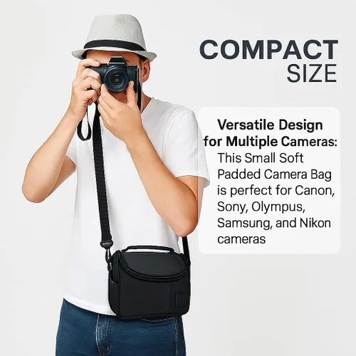 Miniatura 4 de Pequeña bolsa acolchada para cámara con correa para el hombro - Estuche compacto para cámara DSLR y sin espejo, funda protectora ligera cruzada