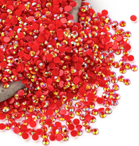 Miniatura 47 de Diamantes de imitación AB verdes a granel, 5000 piezas de diamantes de imitación de fondo plano redondos de gelatina AB sin fijación térmica, gemas