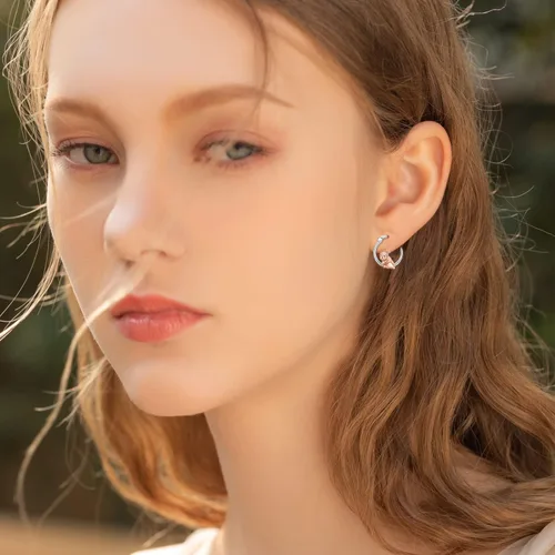 Miniatura 4 de Aretes de aro de plata de ley 925 para niñas, para orejas sensibles, joyería de perro, regalos para hija