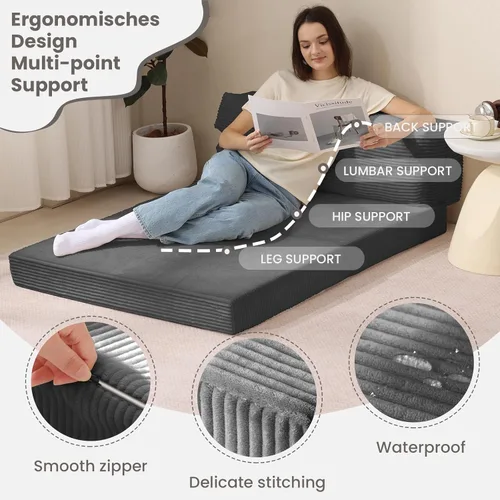 Miniatura 3 de JUIKURY Sofá cama plegable, silla cama convertible con almohada, colchón plegable, sofá cama de dos en uno, sofá cama extraíble portátil, silla cama