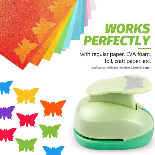 Miniatura 3 de UCEC Perforadora de mariposa de 1 pulgada, perforadores de papel para manualidades, perforadora de palanca hecha a mano, forma de agujero