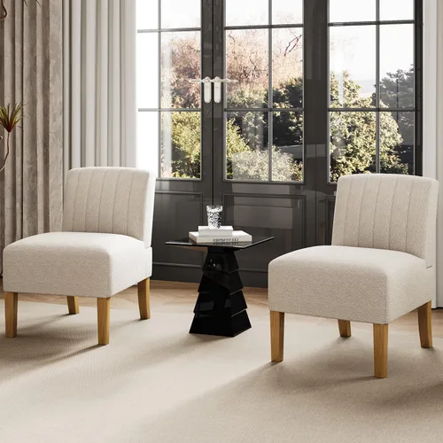 Miniatura 14 de VIRRMO Sillas de Acento sin Brazos para Sala de Estar, Silla Slipper Moderna Sillas de Sala de Estar con Patas de Madera Sólida, Silla de Tocador