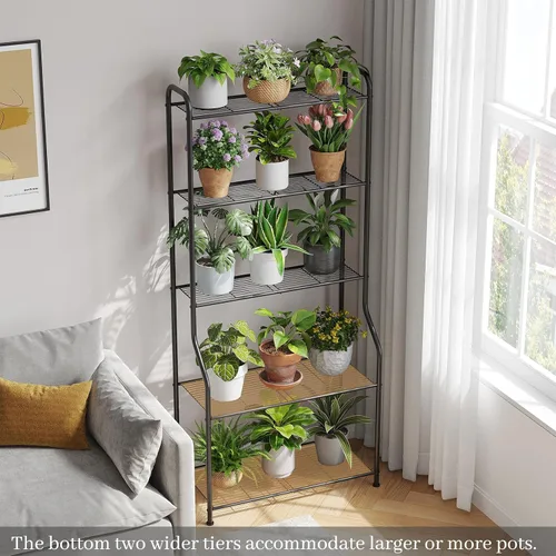 Miniatura 8 de Kitsanery Soporte para plantas de interior y exterior para múltiples plantas, estante de metal resistente de 5 niveles, escalera grande para jardín
