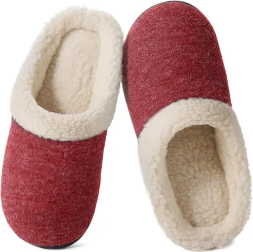 Wishcotton Pantuflas de casa Sherpa con espuma viscoelástica para mujer para interiores y exteriores