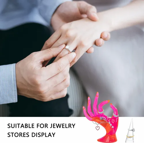 Miniatura 5 de Soporte de joyería de acrílico de mano, soporte para exhibición de joyas, soporte de mano para joyería de maniquí, collar de mano de maniquí, Rosa