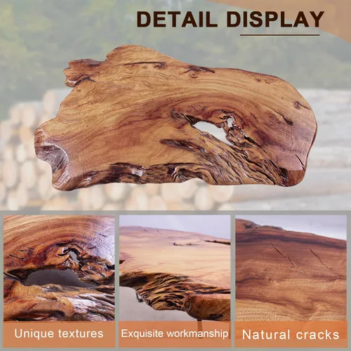 Miniatura 4 de Mesa de centro de madera natural, mesa de centro única de borde vivo para sala de estar