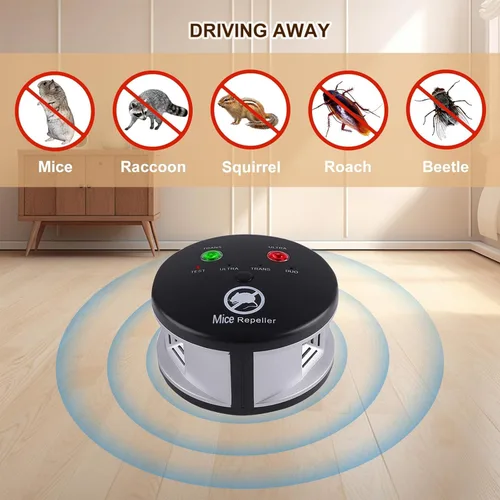 Miniatura 6 de Repelente ultrasónico de roedores para interiores, repelente ultrasónico de ratones con enchufe, disuasorio de plagas, control de 360°