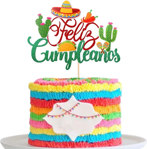 Miniatura 10 de 32 piezas de decoración para cupcakes de fiesta mexicana montados con cactus, burro, maraca, sombrero, guitarra, magdalenas, temática de fiesta