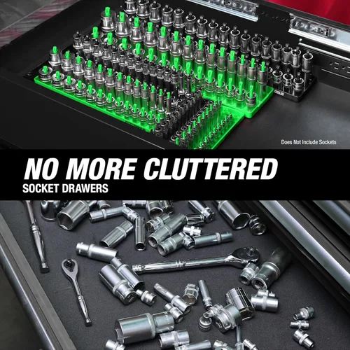 Miniatura 9 de OEMTOOLS 22233 Organizador de almacenamiento de herramientas para dados SAE y métricos, 6 organizadores de dados para dados de accionamiento