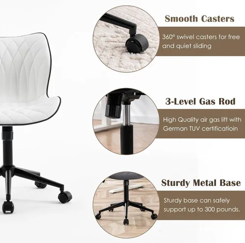 Miniatura 5 de YOUNUOKE Silla de escritorio sin brazos, cómoda silla de oficina con ruedas, silla ergonómica para el hogar, sillas ajustables para computadora