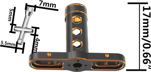 Miniatura 6 de Herramienta de coche RC 0.669 in adaptador hexagonal llave de rueda con 0.157 in, 0.197 in, 0.217 in, 0.276 in, llave hexagonal compatible con Dorado