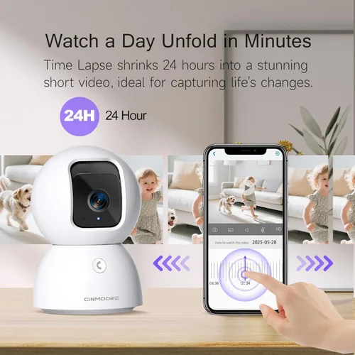 Miniatura 9 de Cámara de Seguridad 5G para Interior, Cámara 3K para Mascotas/Perros con Altavoz/Aplicación para Teléfono, Cámaras PTZ WiFi para Monitor de Bebé