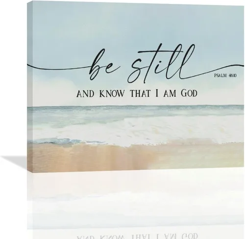 Miniatura 9 de Arte de pared cristiano grande con texto en inglés «Be Still and Know That I Am Gods» («Be Still and Know That I Am Gods») para decoración de pared