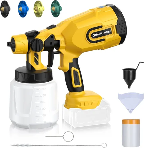 Miniatura 9 de Pulverizador de pintura inalámbrico para batería Milwaukee M18 de 18 V, pistola de pintura eléctrica para casa, 4 boquillas de cobre, pistola