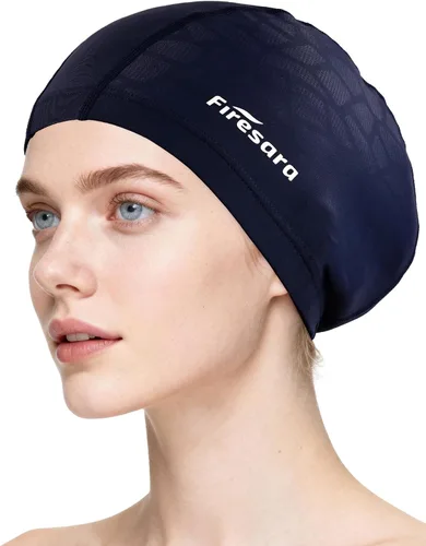 Miniatura 12 de Gorro de natación de tela Firesara, gorro de baño de alta elasticidad mantiene el cabello limpio y transpirable, se ajusta tanto al cabello largo